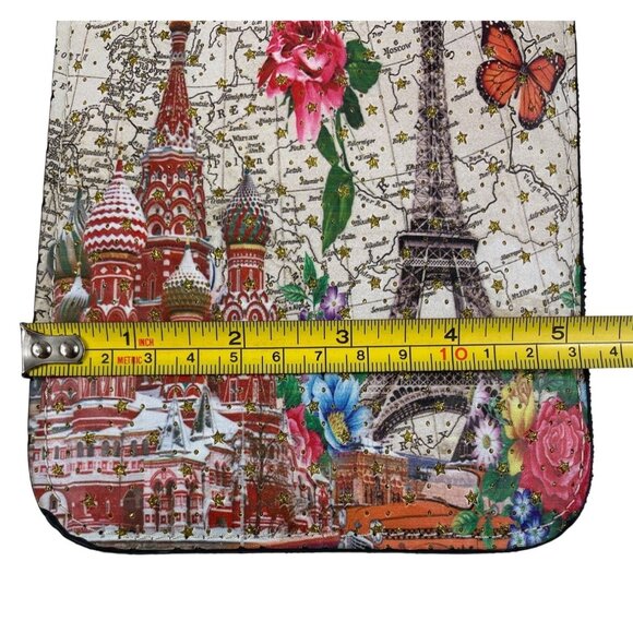Paris & Moscow Map Print Crossbody Bag With Eiffel Tower & St. Basil's Cathedral - Picture 9 of 11